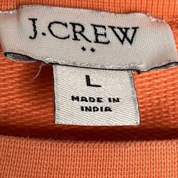 J. Crew Dip-Dyed Ombré Crew Neck 100% Cotton Sweatshirt - Orange/White - L - Picture 6 of 8